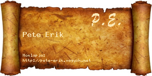 Pete Erik névjegykártya